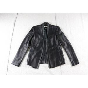 J Brand Leather Womens 6 Black Cotton Leather Contract Tuxedo Button Option